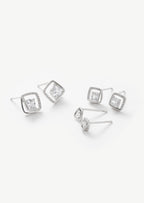 Square Pave Stud Earrings Set