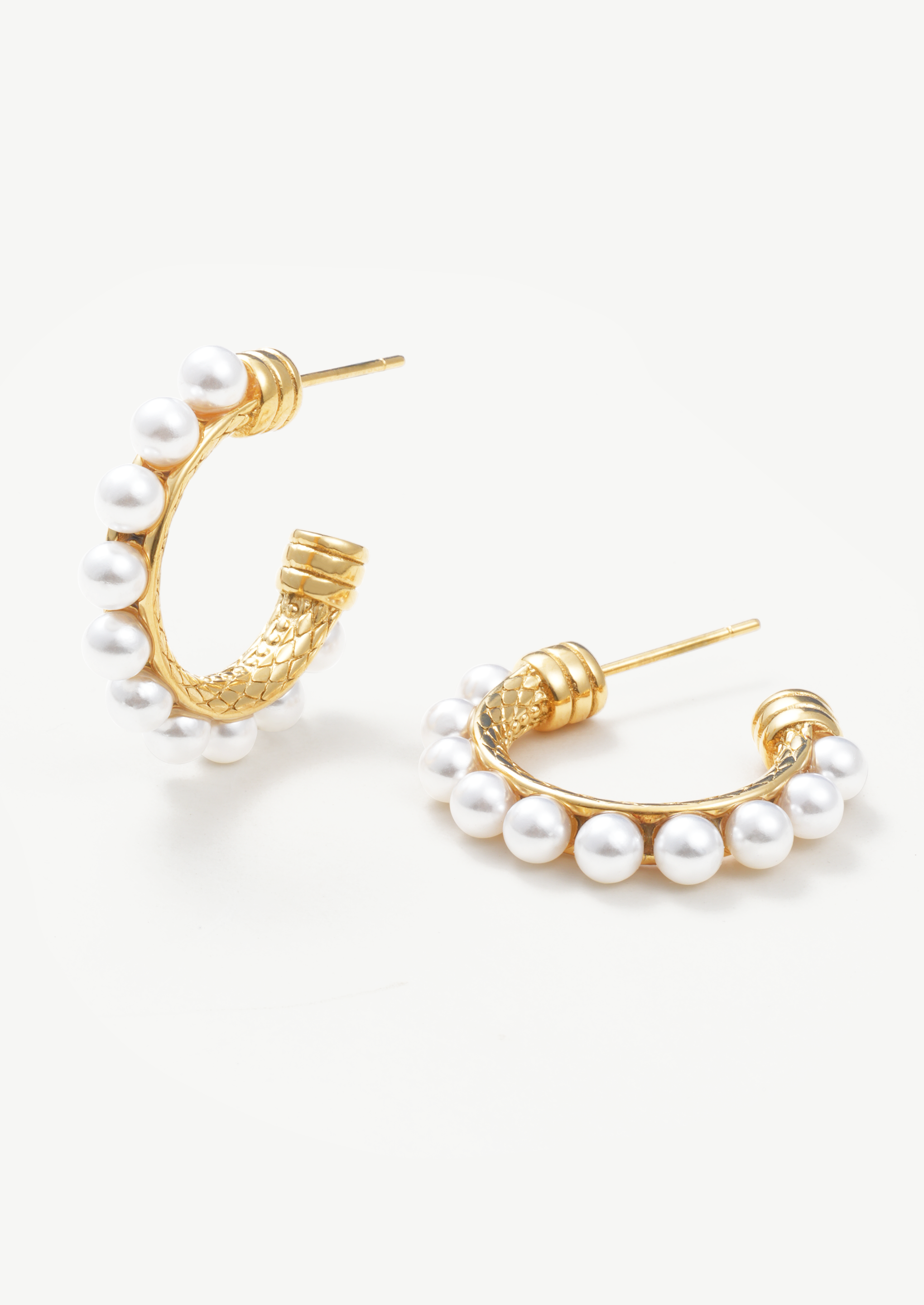 Pearl Row Hoop Earrings