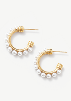 Pearl Row Hoop Earrings
