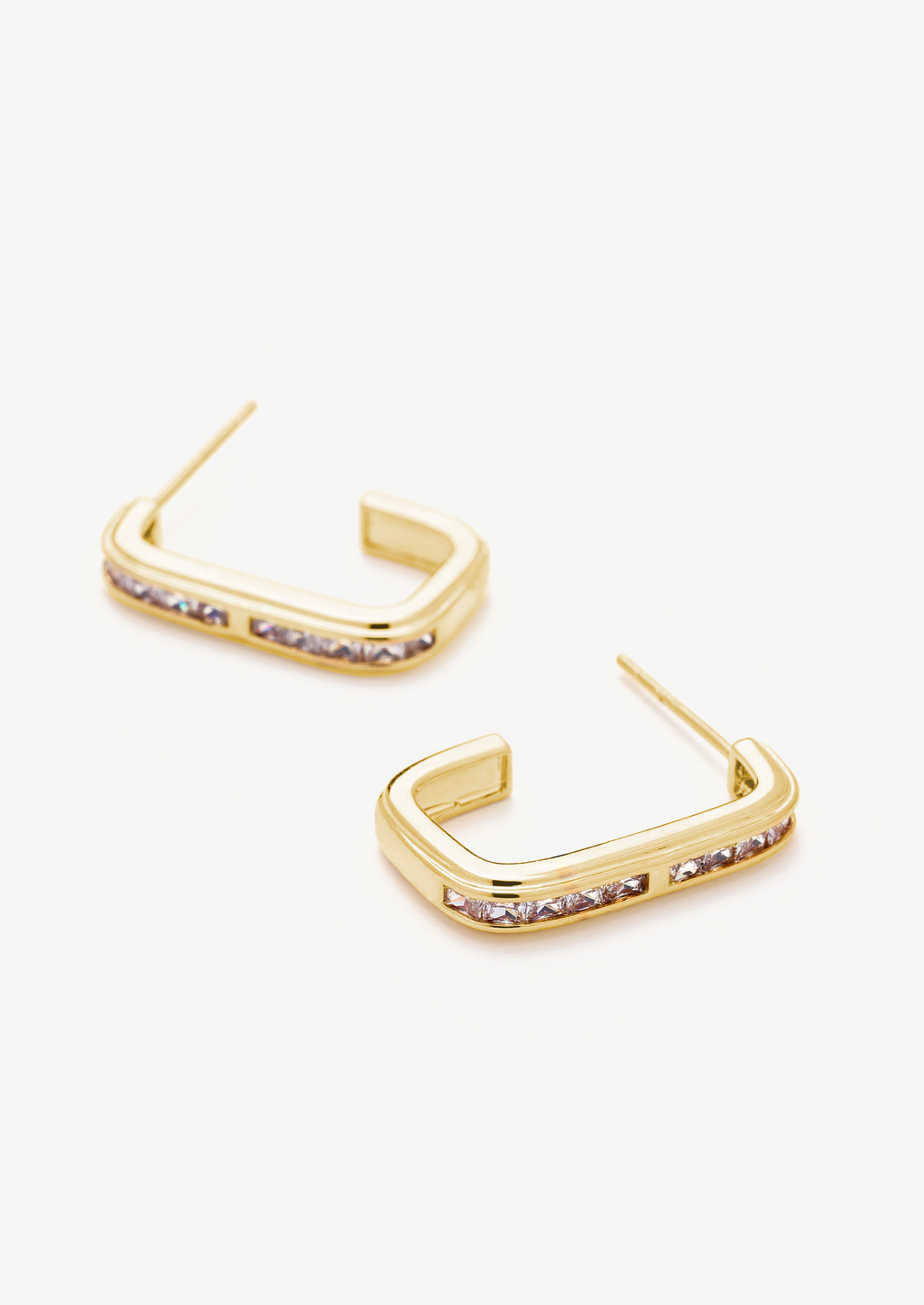 Geometric Pave Hoop Earrings