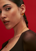 Amber Heart Stud Earrings