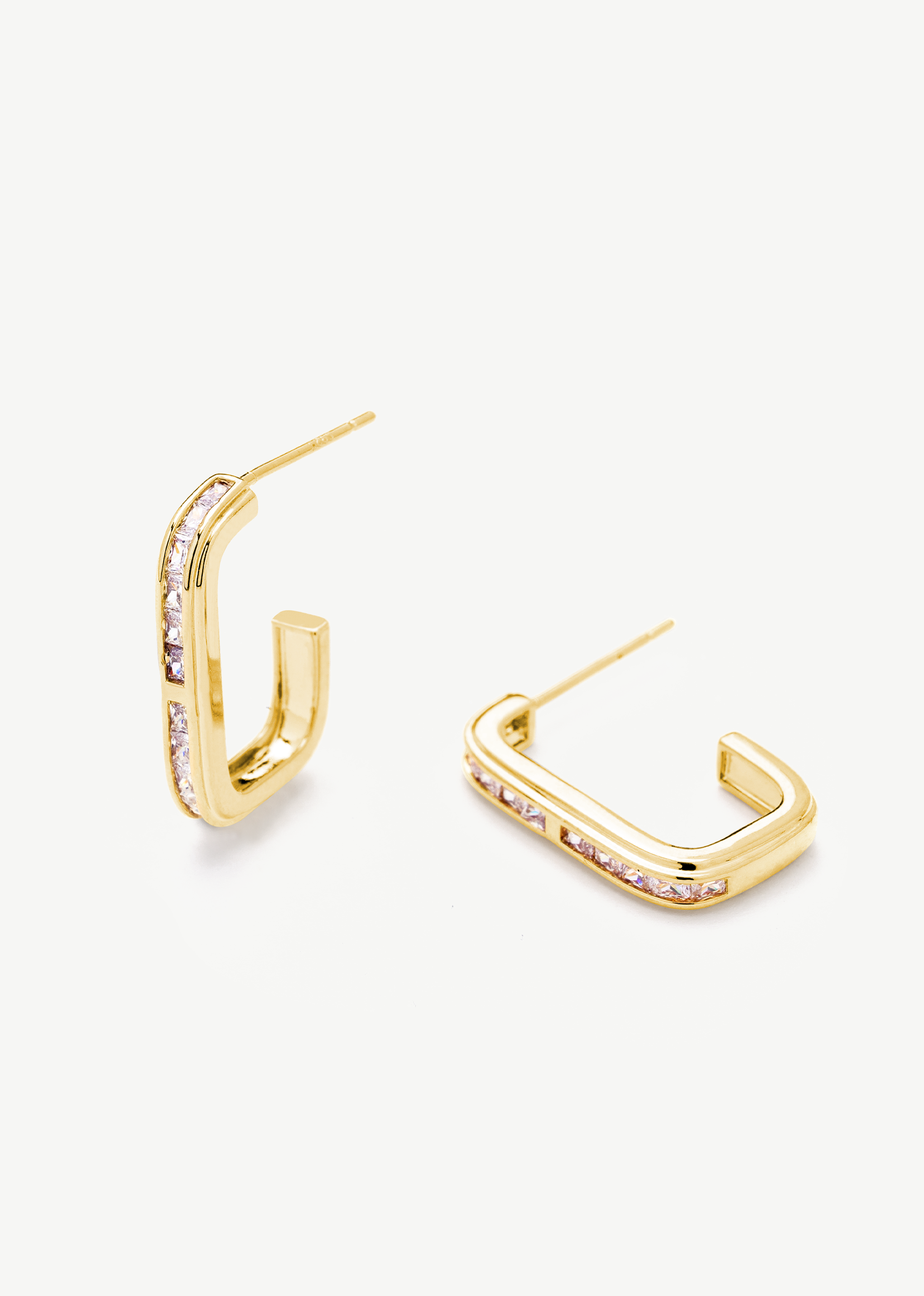 Geometric Pave Hoop Earrings