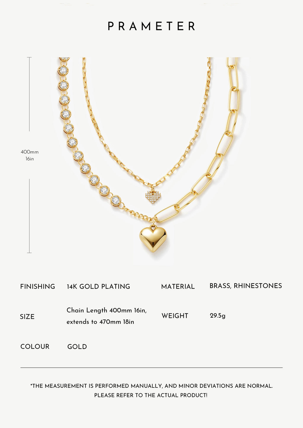 Heart Pendant Double Chain Necklace