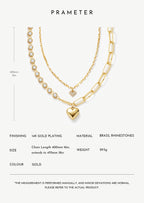 Heart Pendant Double Chain Necklace