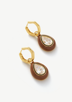 Teardrop Gemstone Hoop Earrings