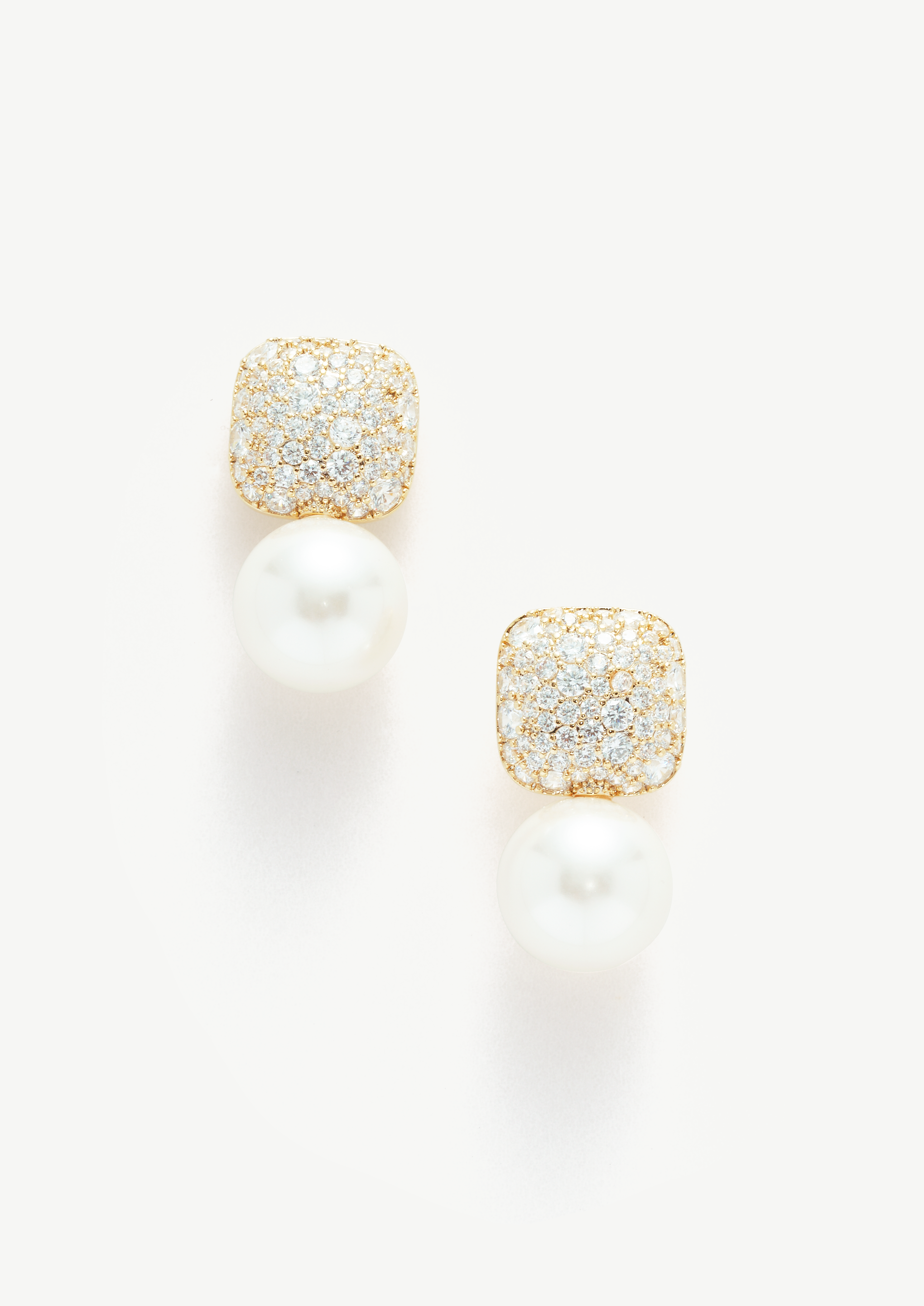 Pave Pearl Stud Earrings