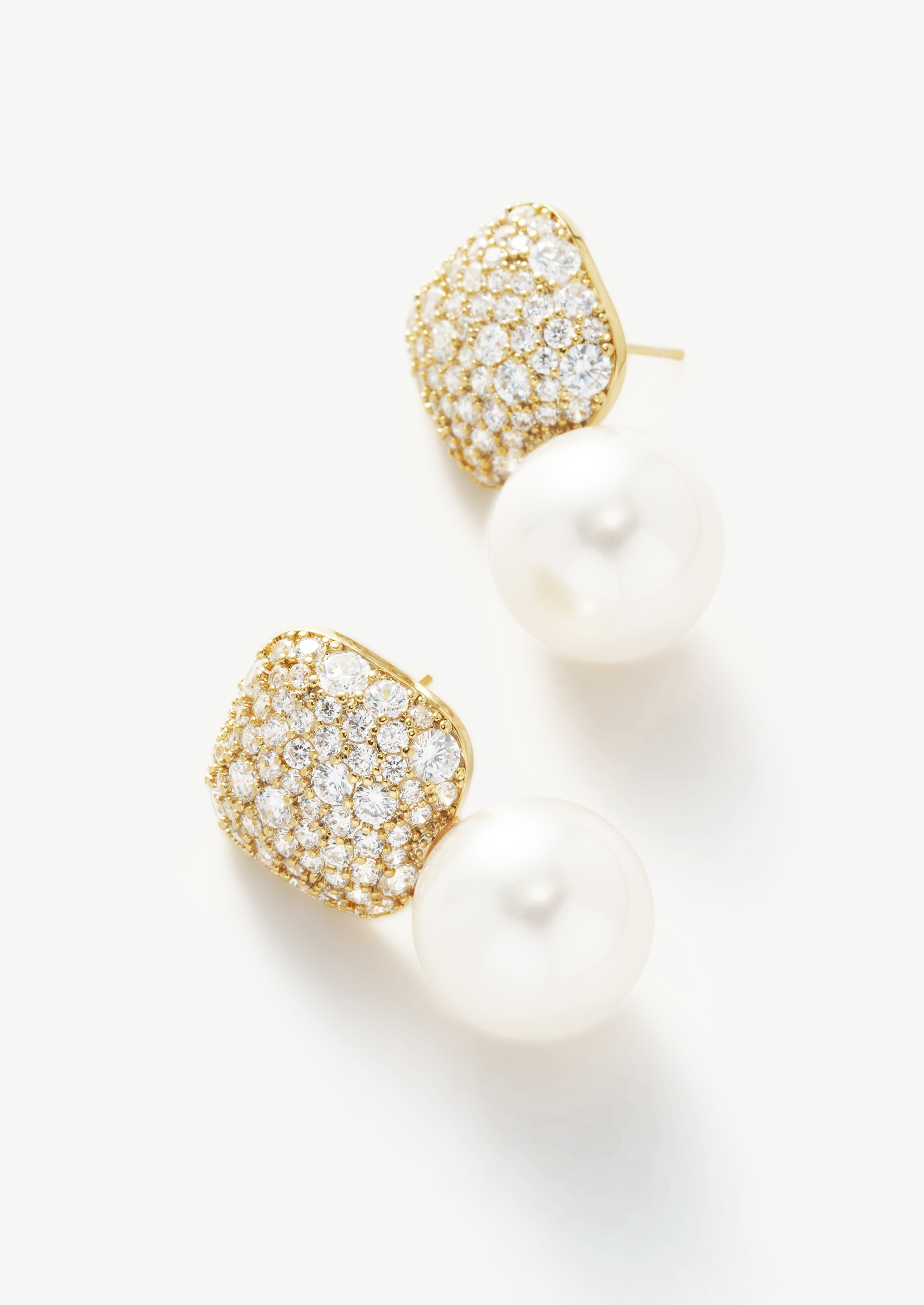 Pave Pearl Stud Earrings