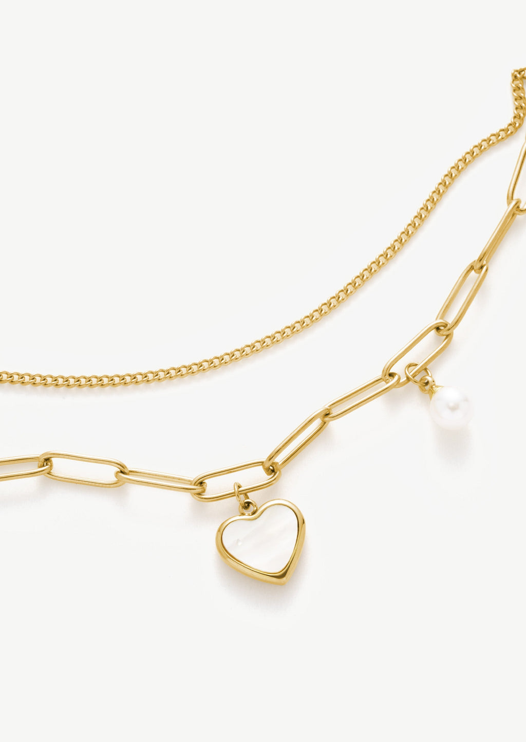 Heart Pearl Double Chain Bracelet