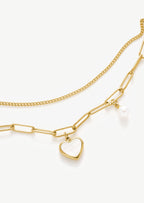Heart Pearl Double Chain Bracelet