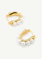 Pearl Row Hoop Earrings