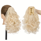 Short Blonde Auburn Ombre Claw Clip In Ponytail Extension Curly Wavy Pony Tails Hair