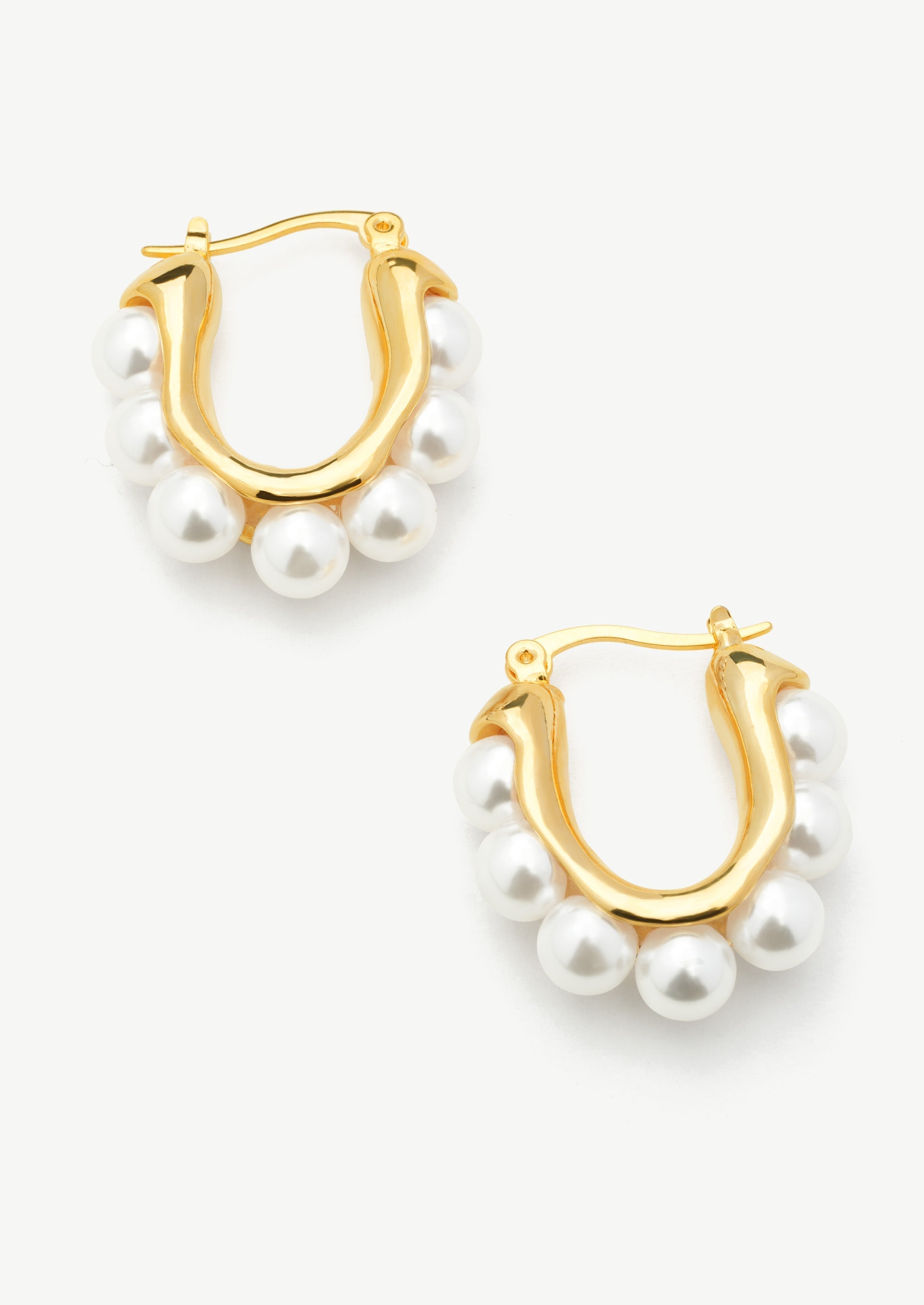 Pearl Row Hoop Earrings