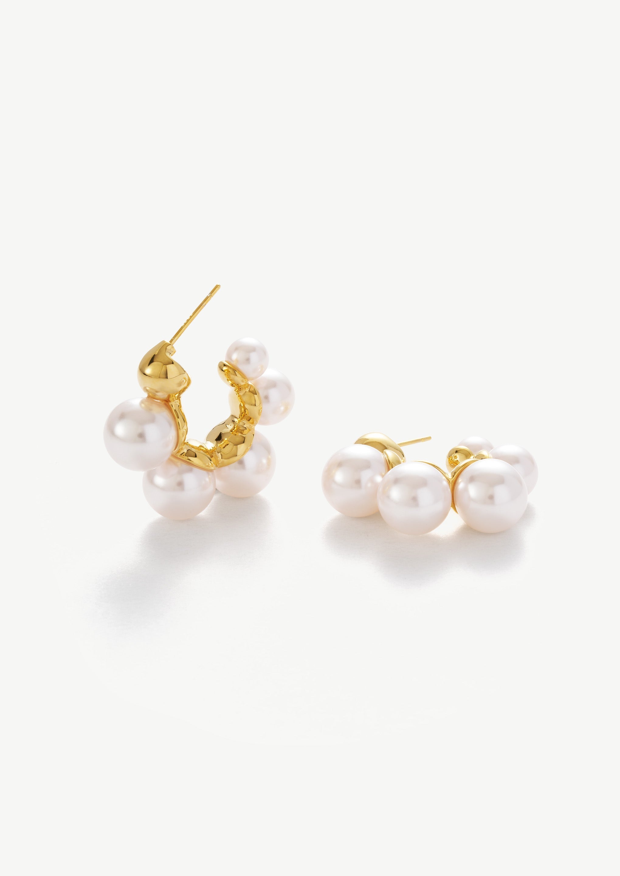 Pearl Cluster Hoop Earrings