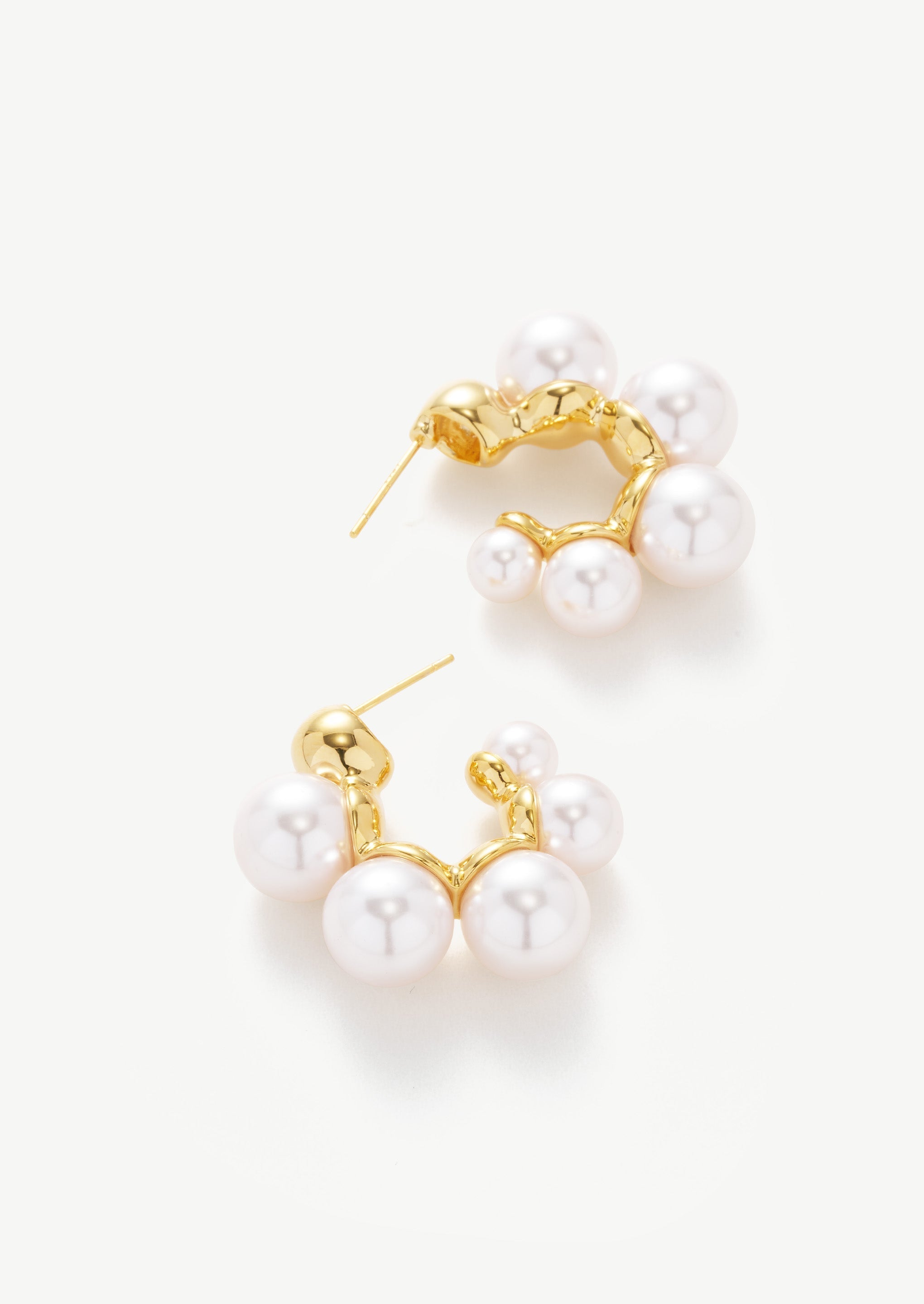 Pearl Cluster Hoop Earrings