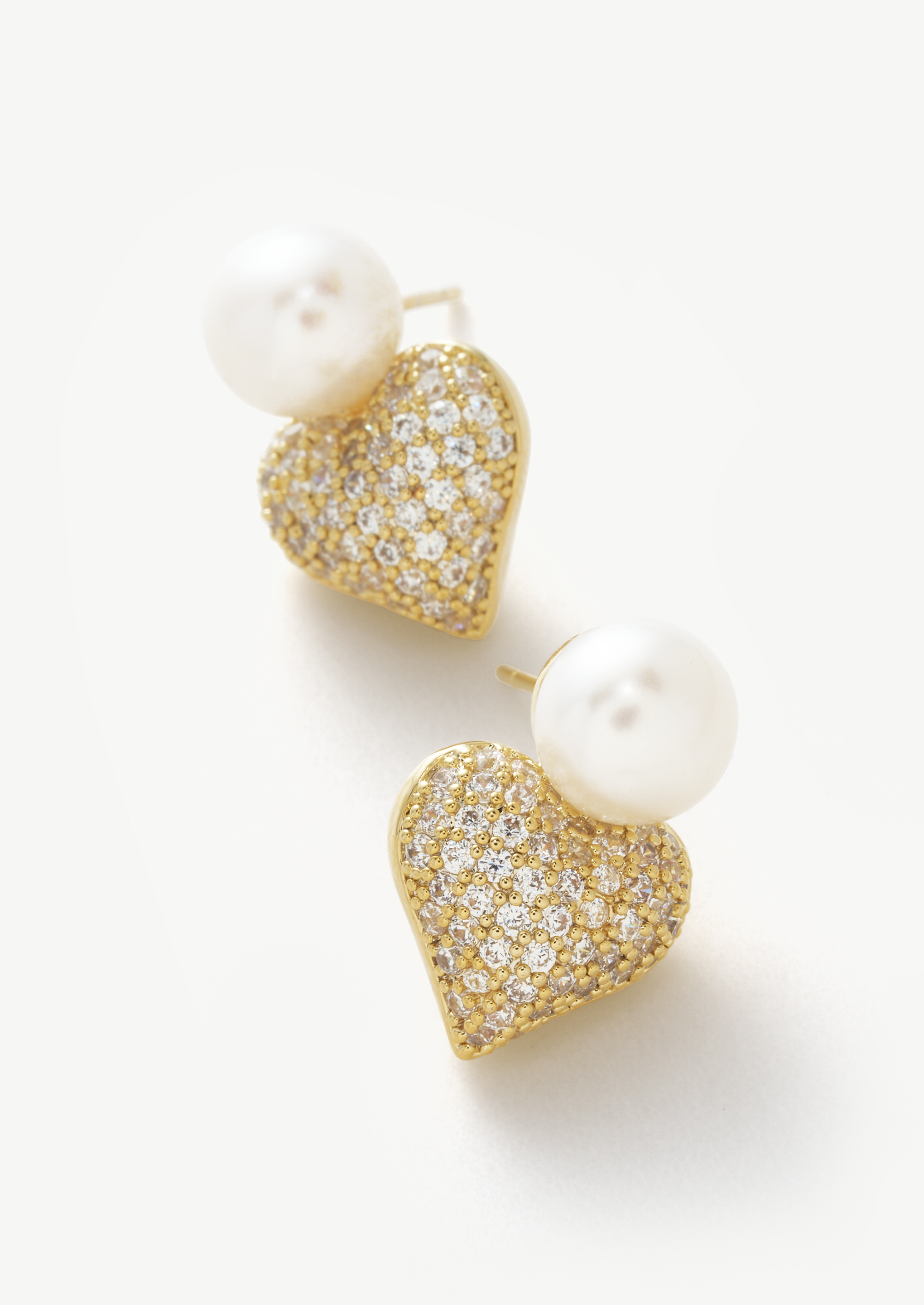 Pearl Heart Stud Earrings
