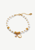 Gemstone Charm Pearl Bracelet
