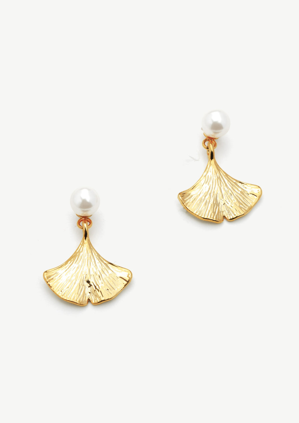 Pearl Ginkgo Stud Earrings