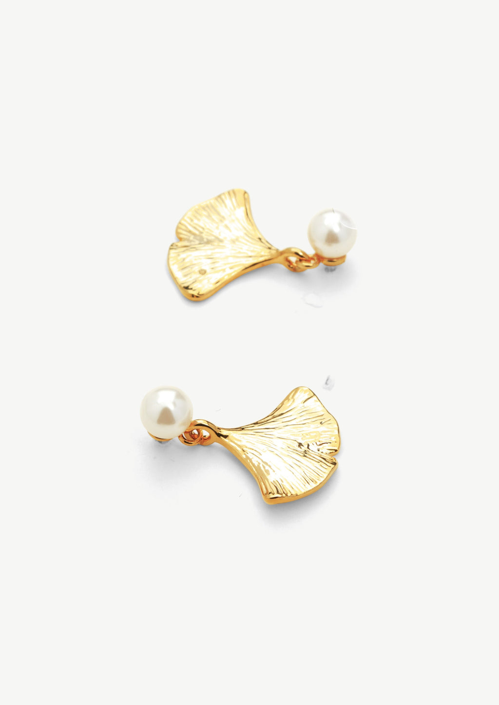 Pearl Ginkgo Stud Earrings