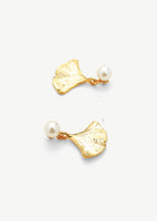 Pearl Ginkgo Stud Earrings