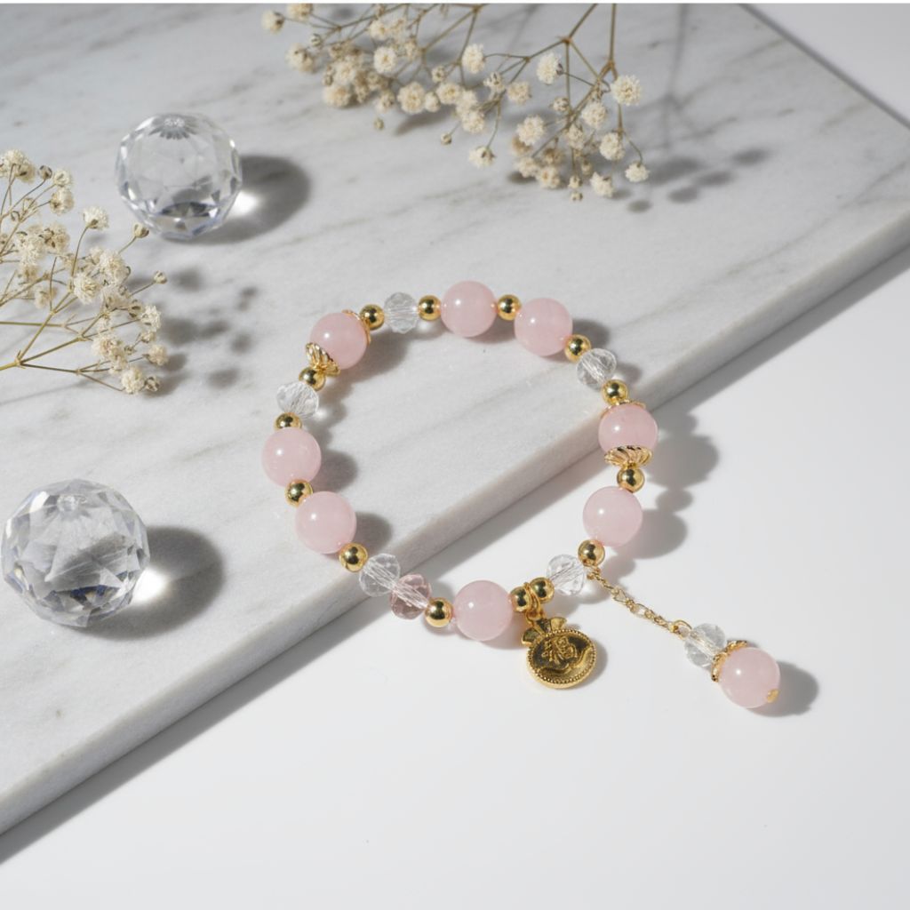 Natural rose quartz & natural white quartz