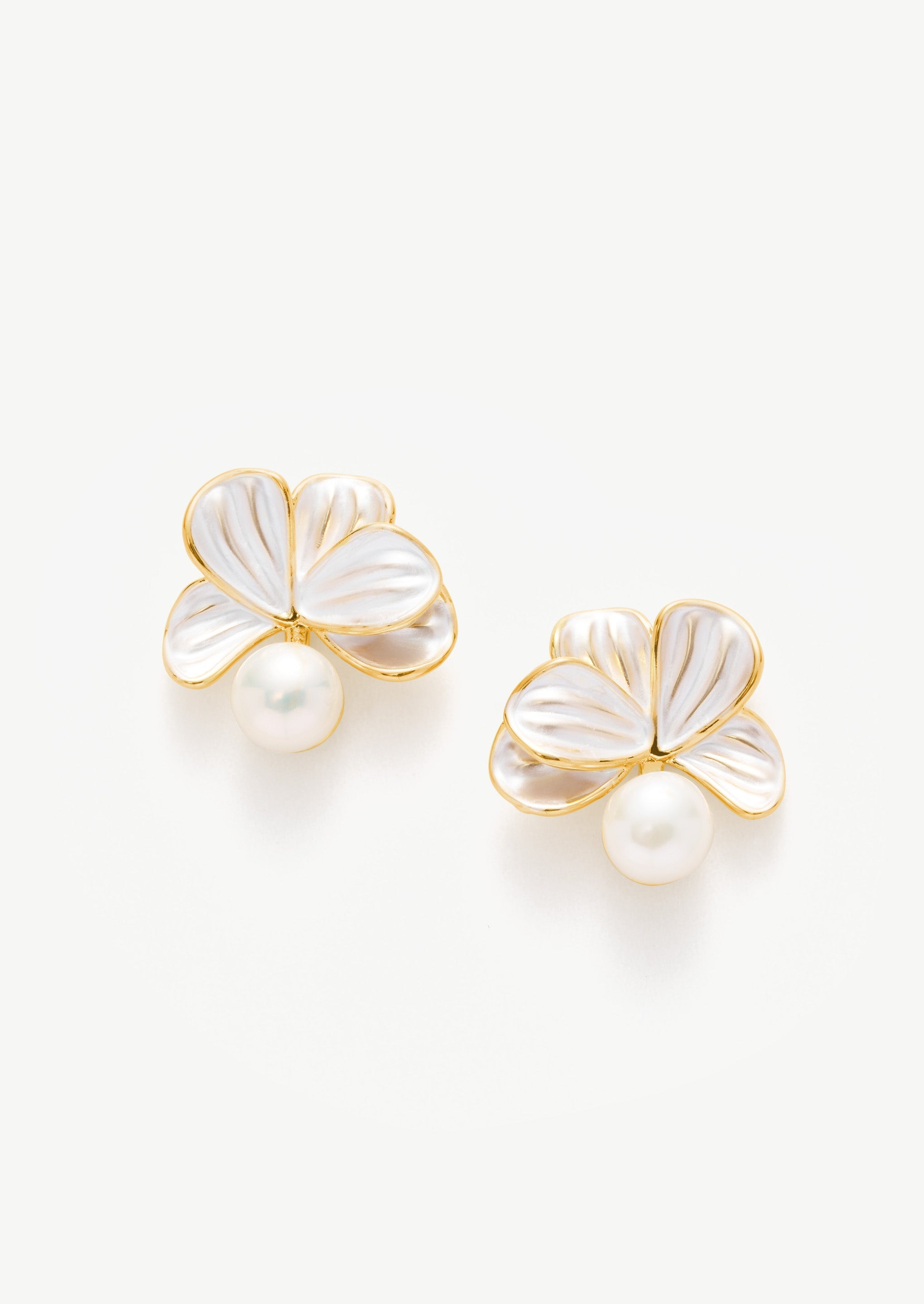 Floral Pearl Stud Earrings