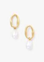 Pearl Hoop Drop Earrings