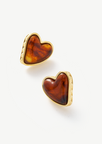 Amber Heart Stud Earrings
