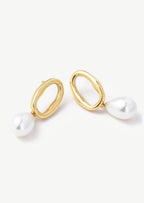 Pearl Hoop Drop Earrings