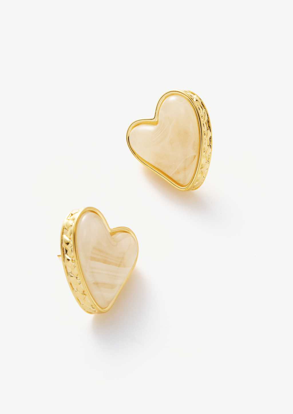 Amber Heart Stud Earrings