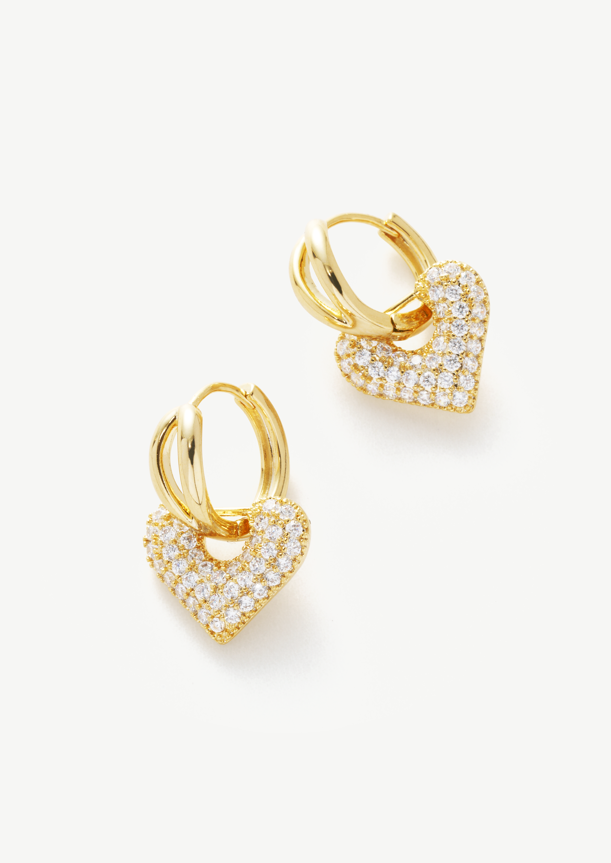 Pave Heart Hoop Earrings
