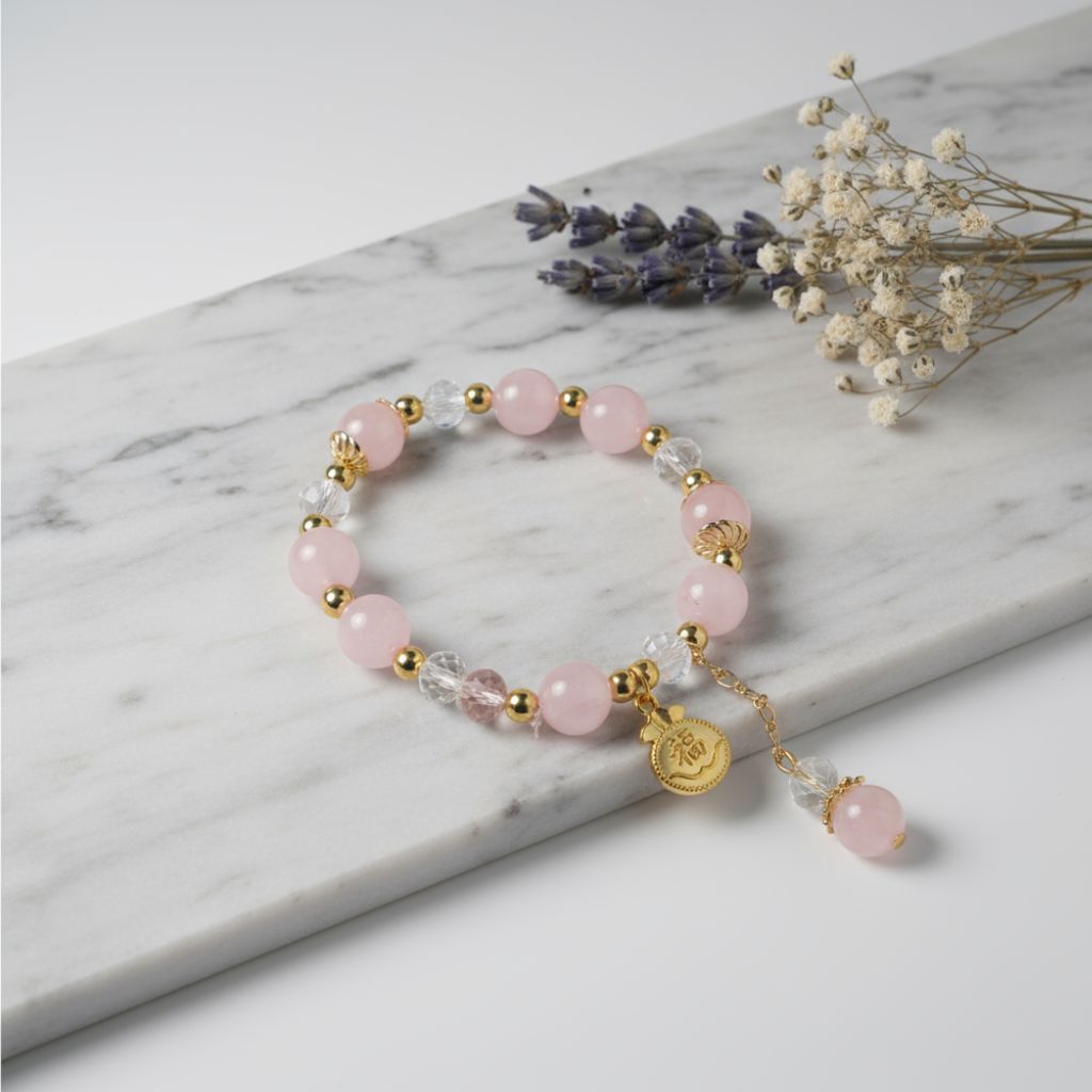 Natural rose quartz & natural white quartz