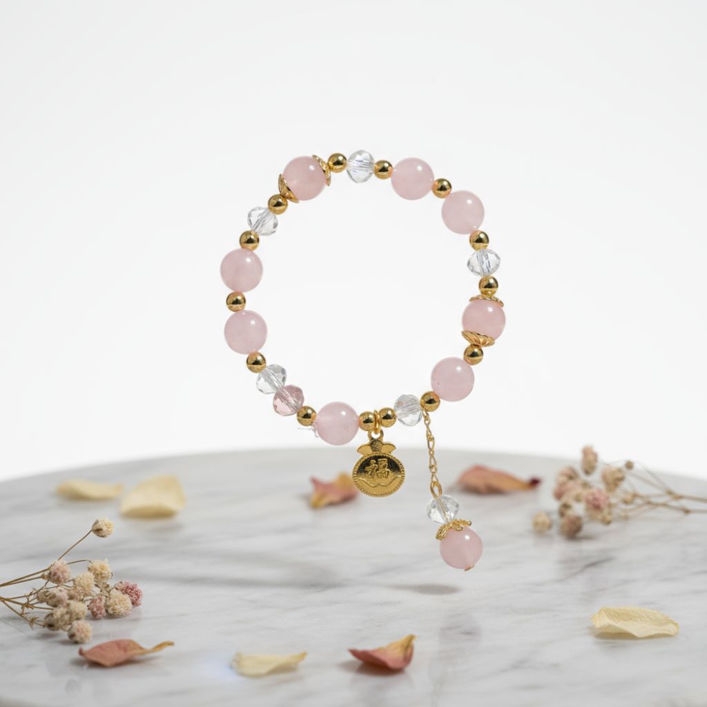 Natural rose quartz & natural white quartz