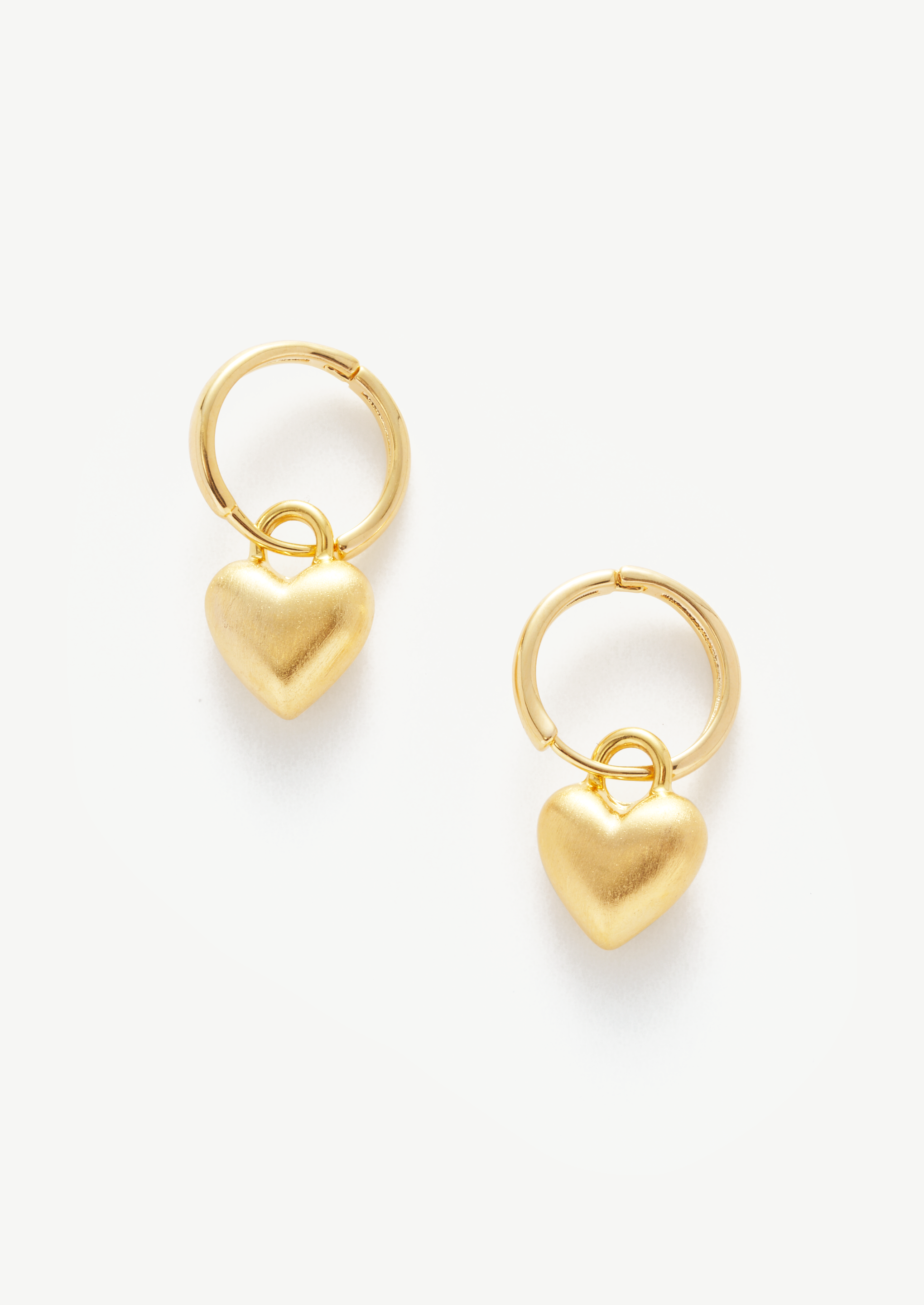 Dainty Heart Charm Hoop Earrings