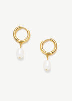 Mini Pearl Charm Hoop Earrings