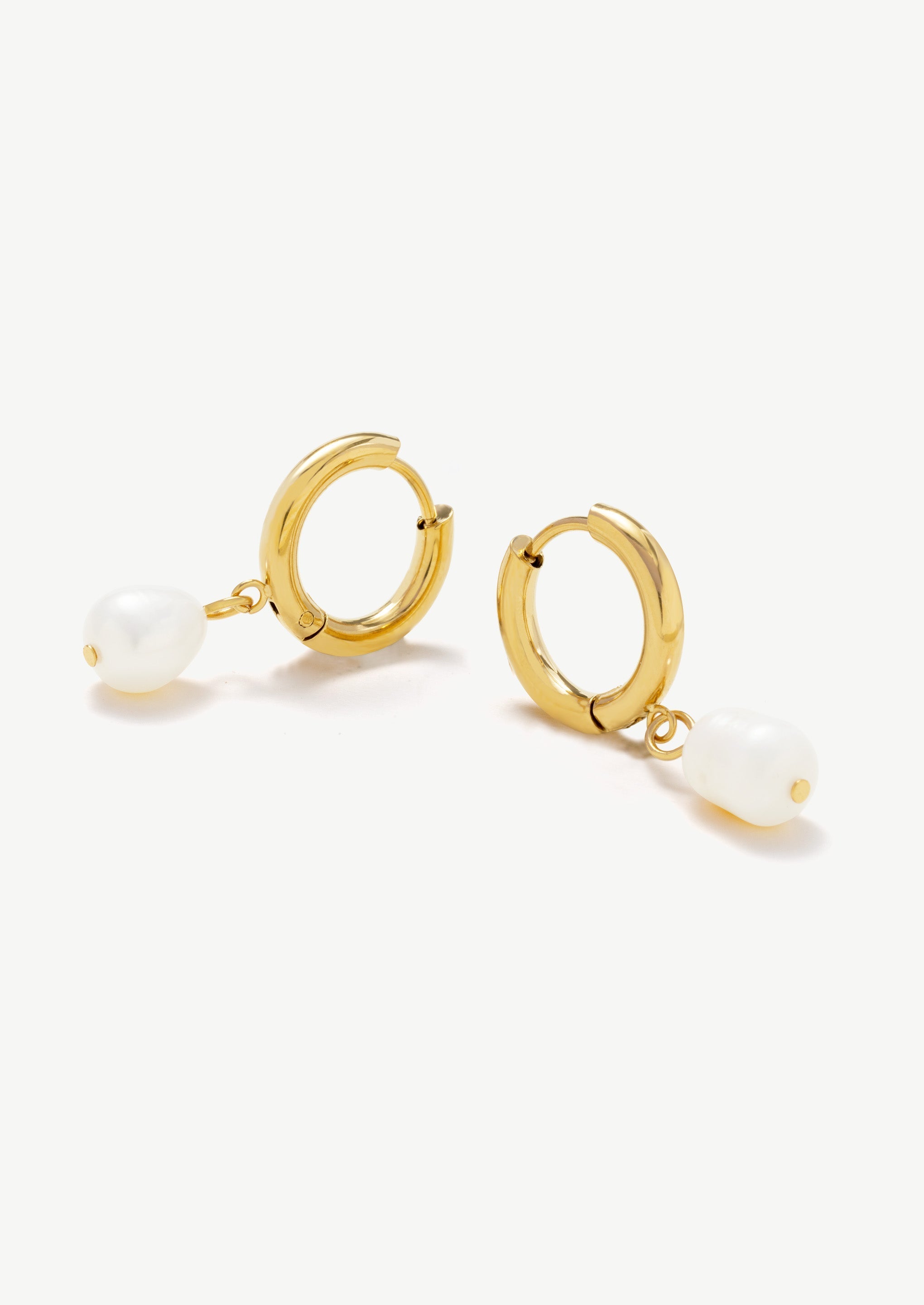 Mini Pearl Charm Hoop Earrings