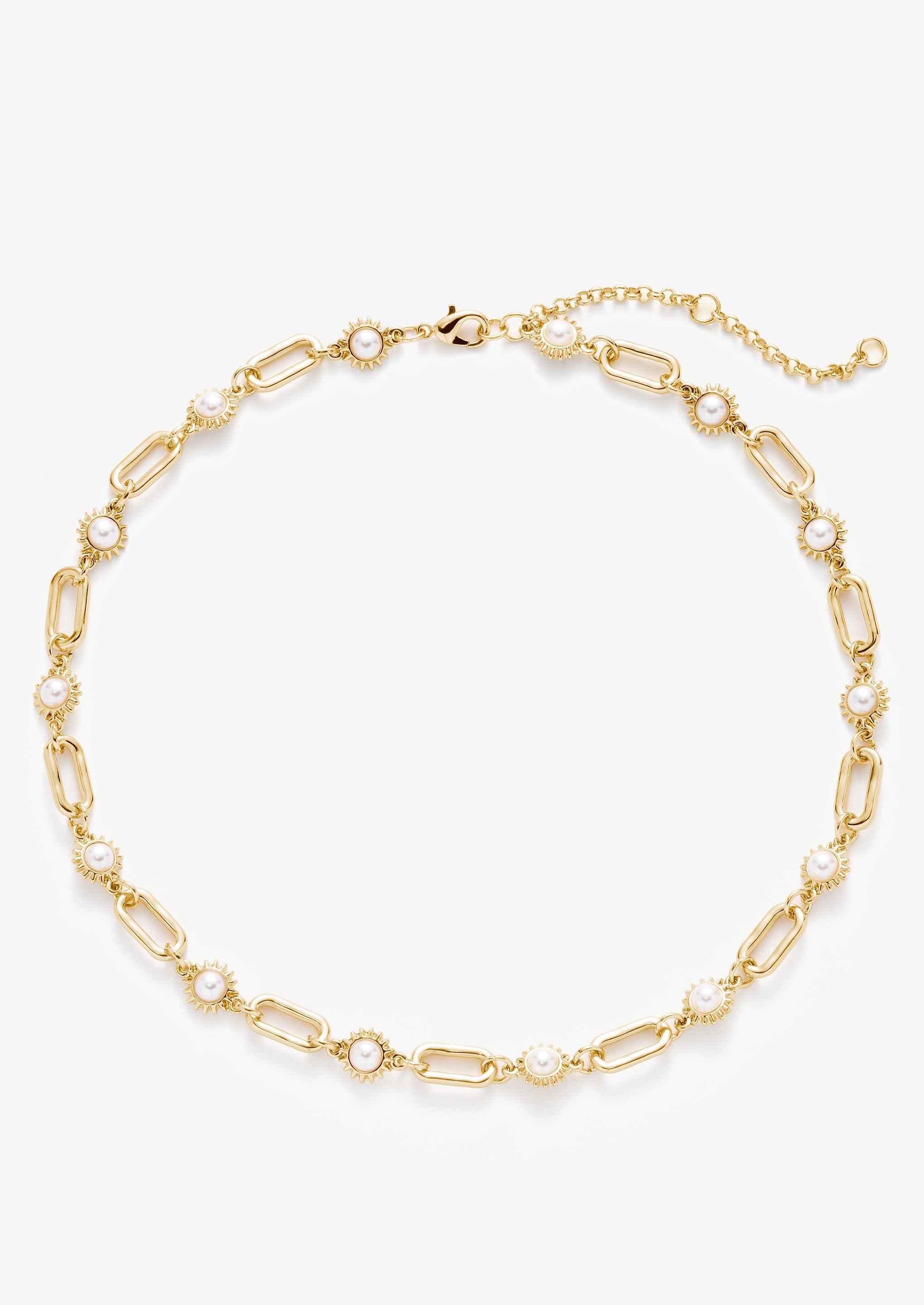 Pearl Gold Link Chain Necklace