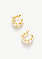 Shaped Pearl Hoop Earrings