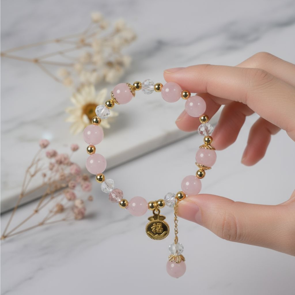 Natural rose quartz & natural white quartz