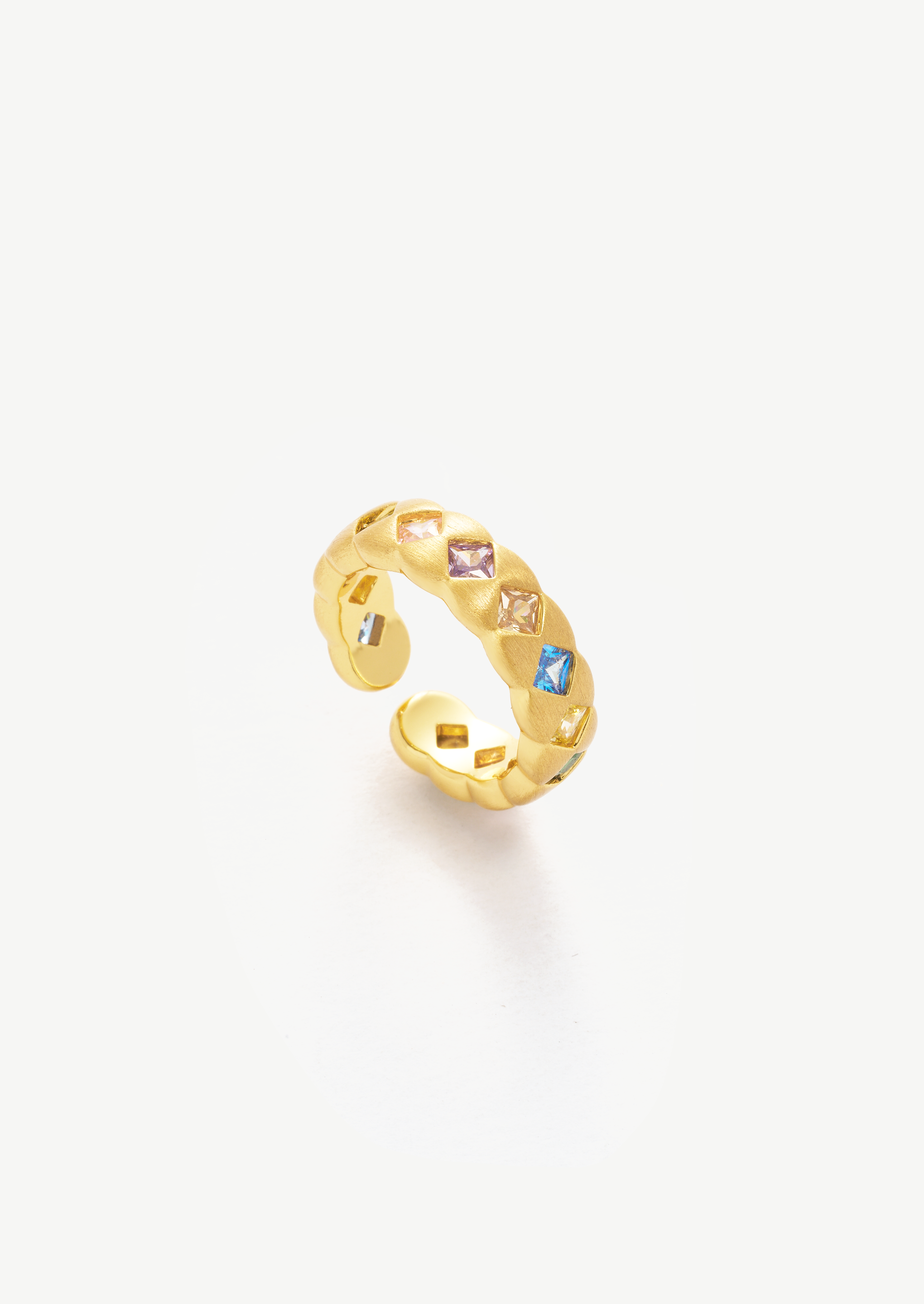 Gemstone Pave Open Ring