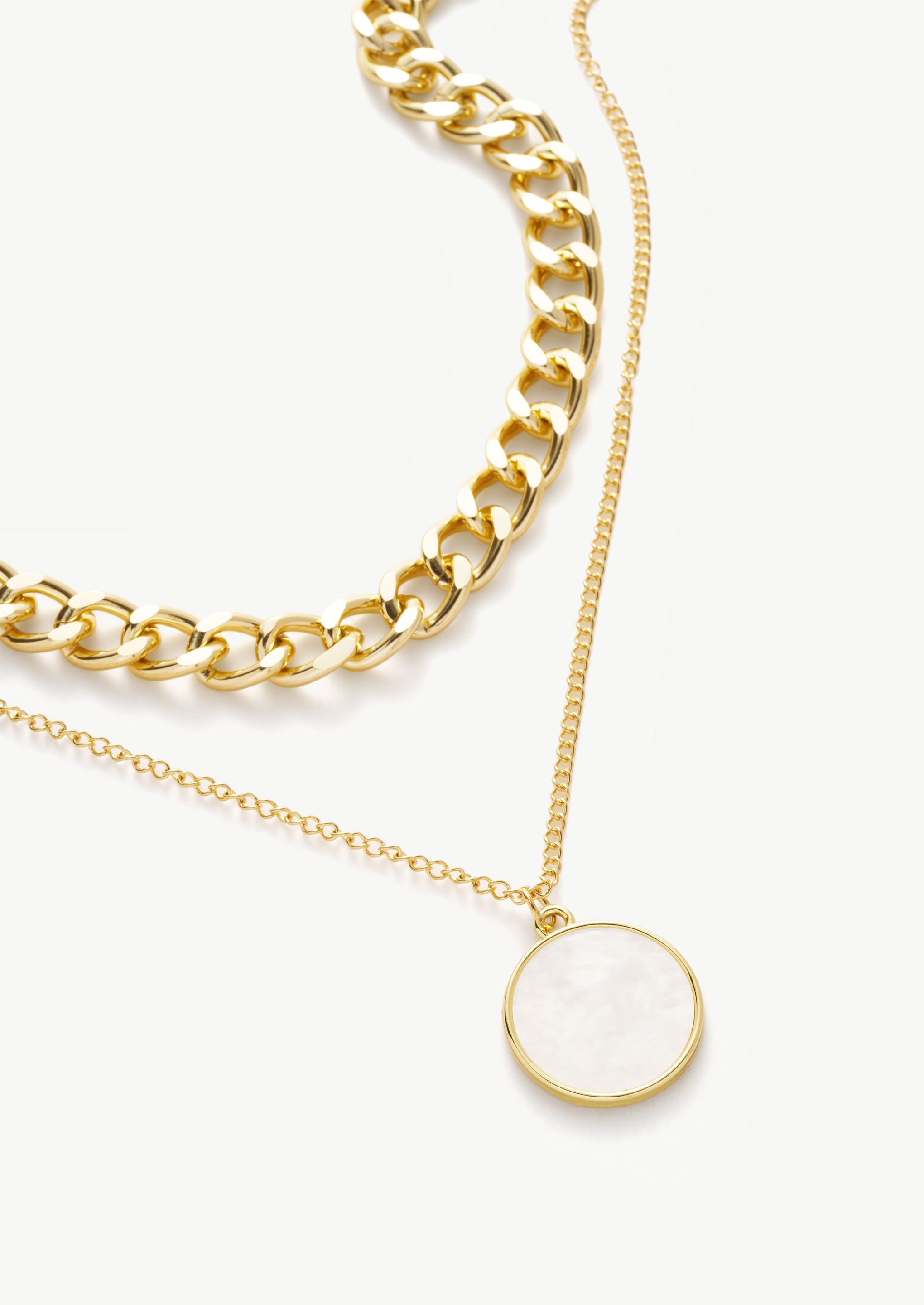 Disc Pendant Double Layer Necklace