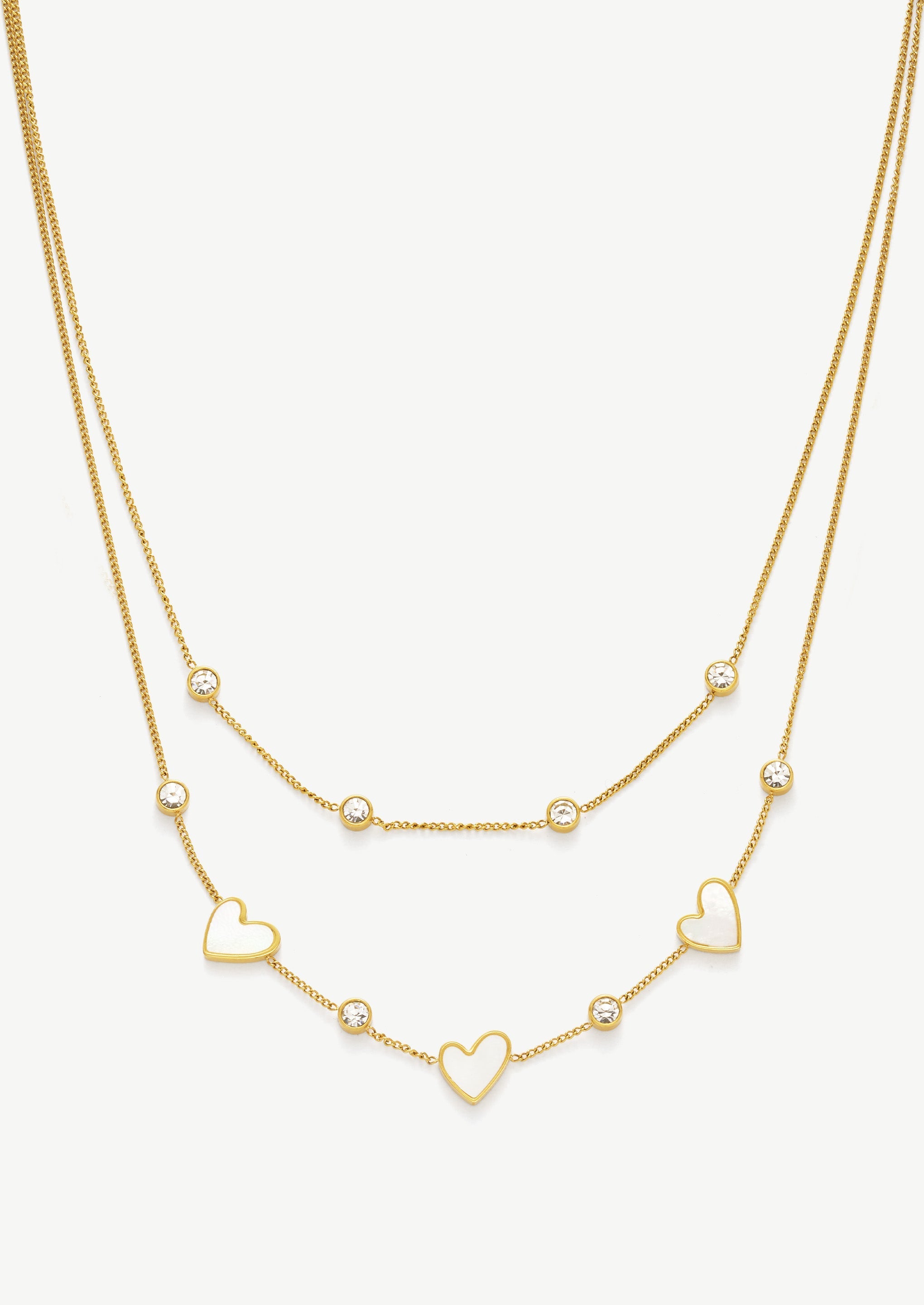 Heart Gemstone Layered Necklace