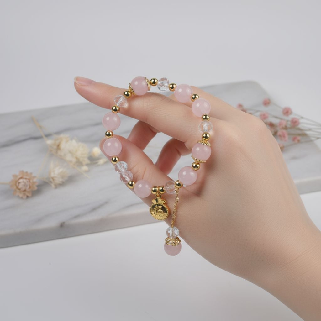 Natural rose quartz & natural white quartz