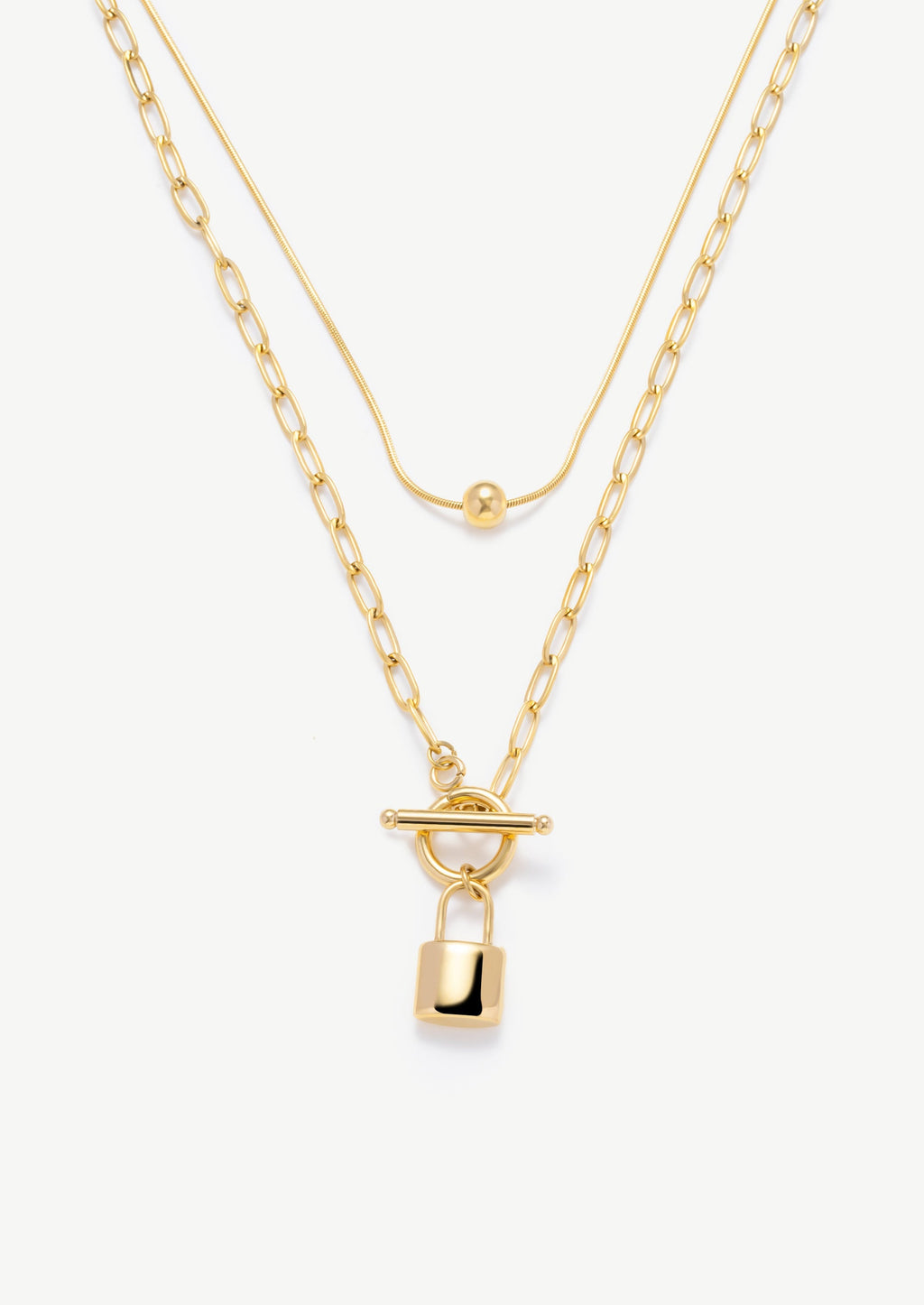 Double Layered Lock Necklace