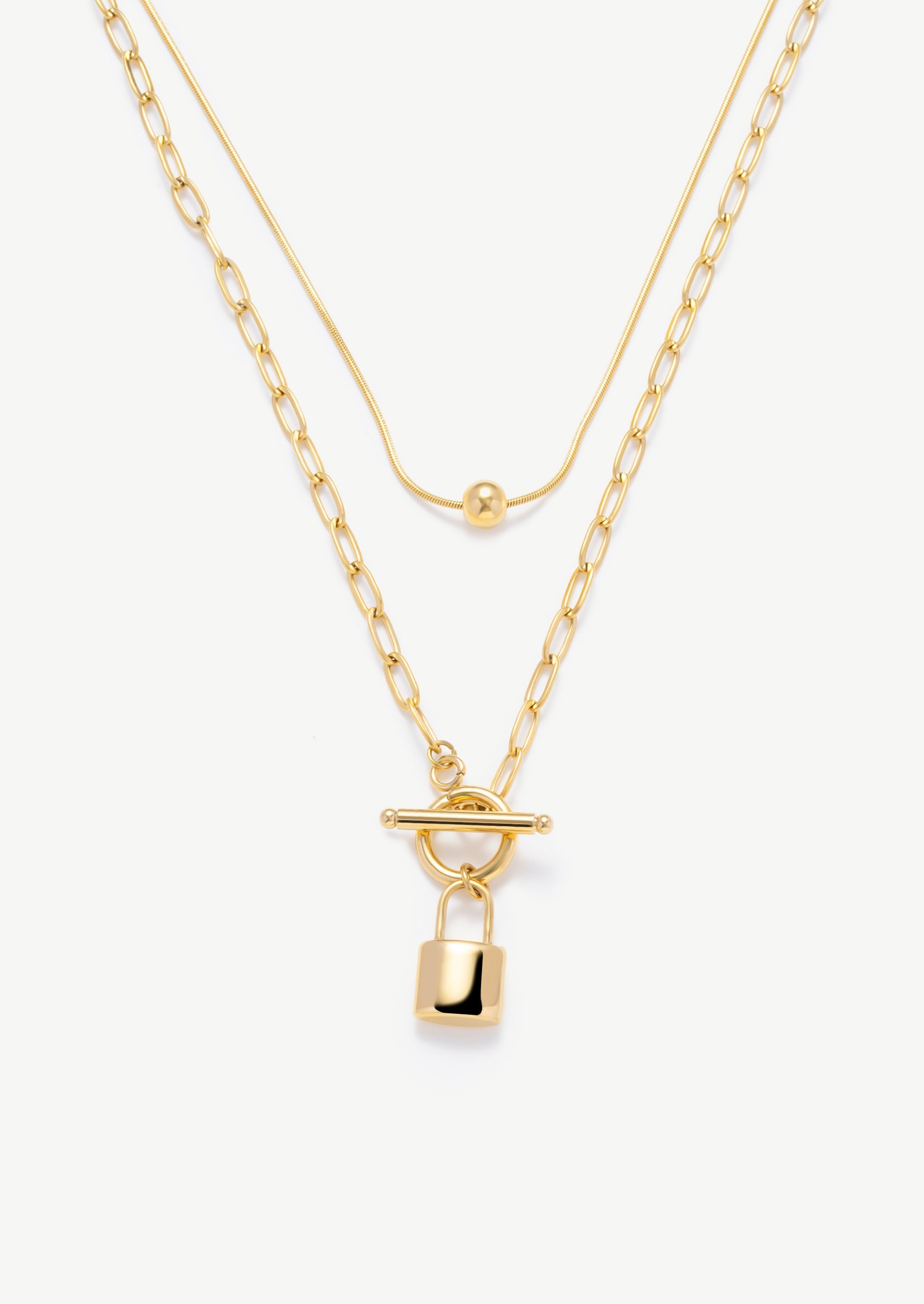 Double Layered Lock Necklace