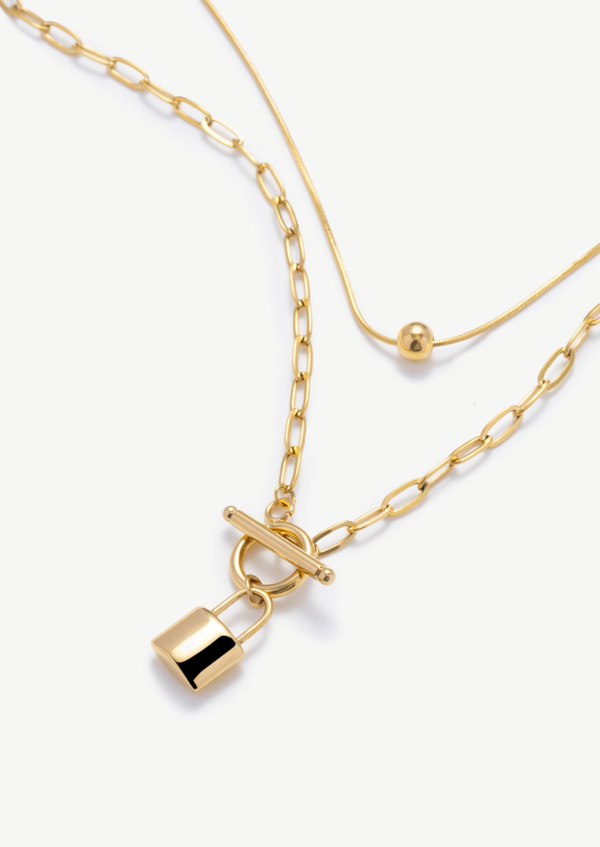 Double Layered Lock Necklace