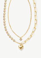 Heart Pendant Double Chain Necklace