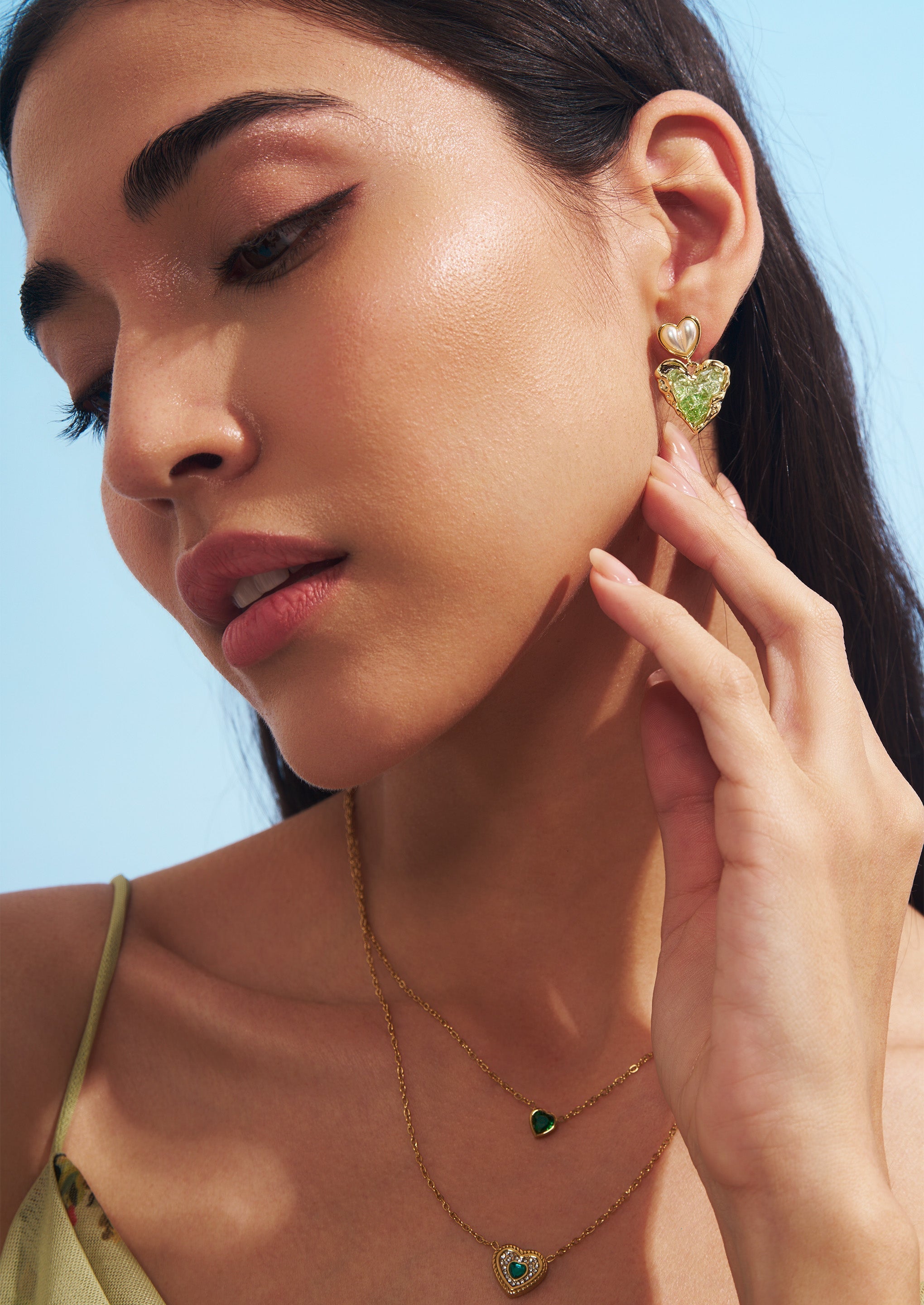 Pearl Heart Stud Earrings