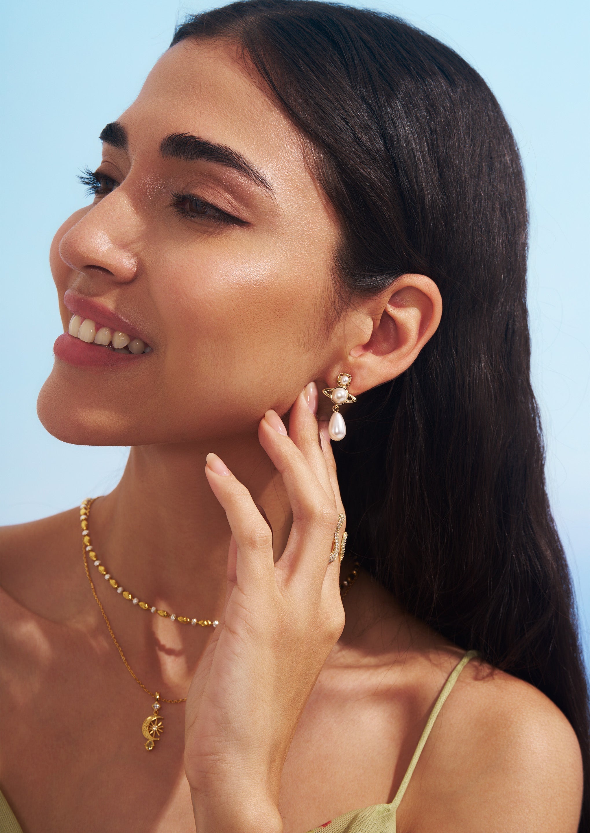 Pearl Planet Drop Earrings