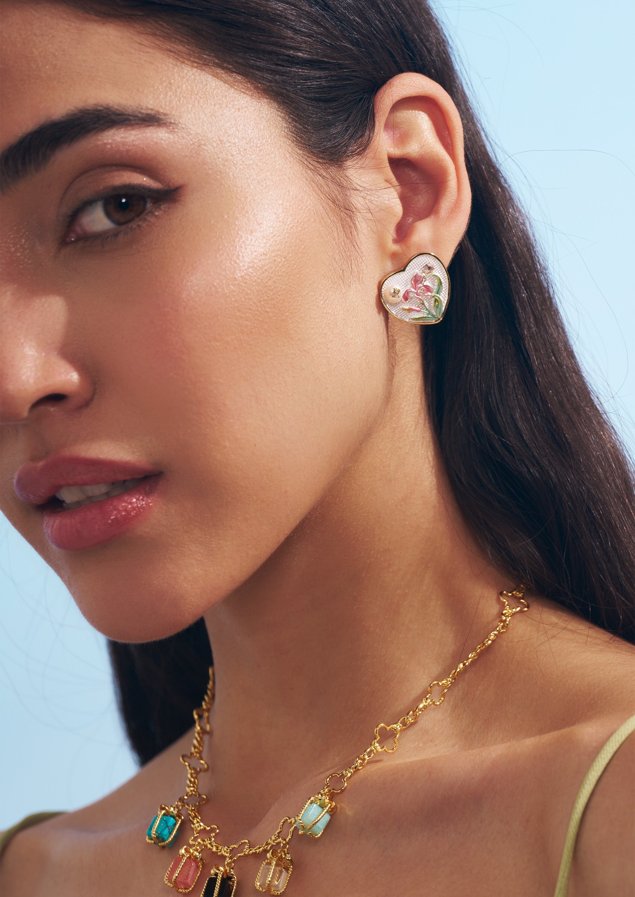 Lily Heart Stud Earrings