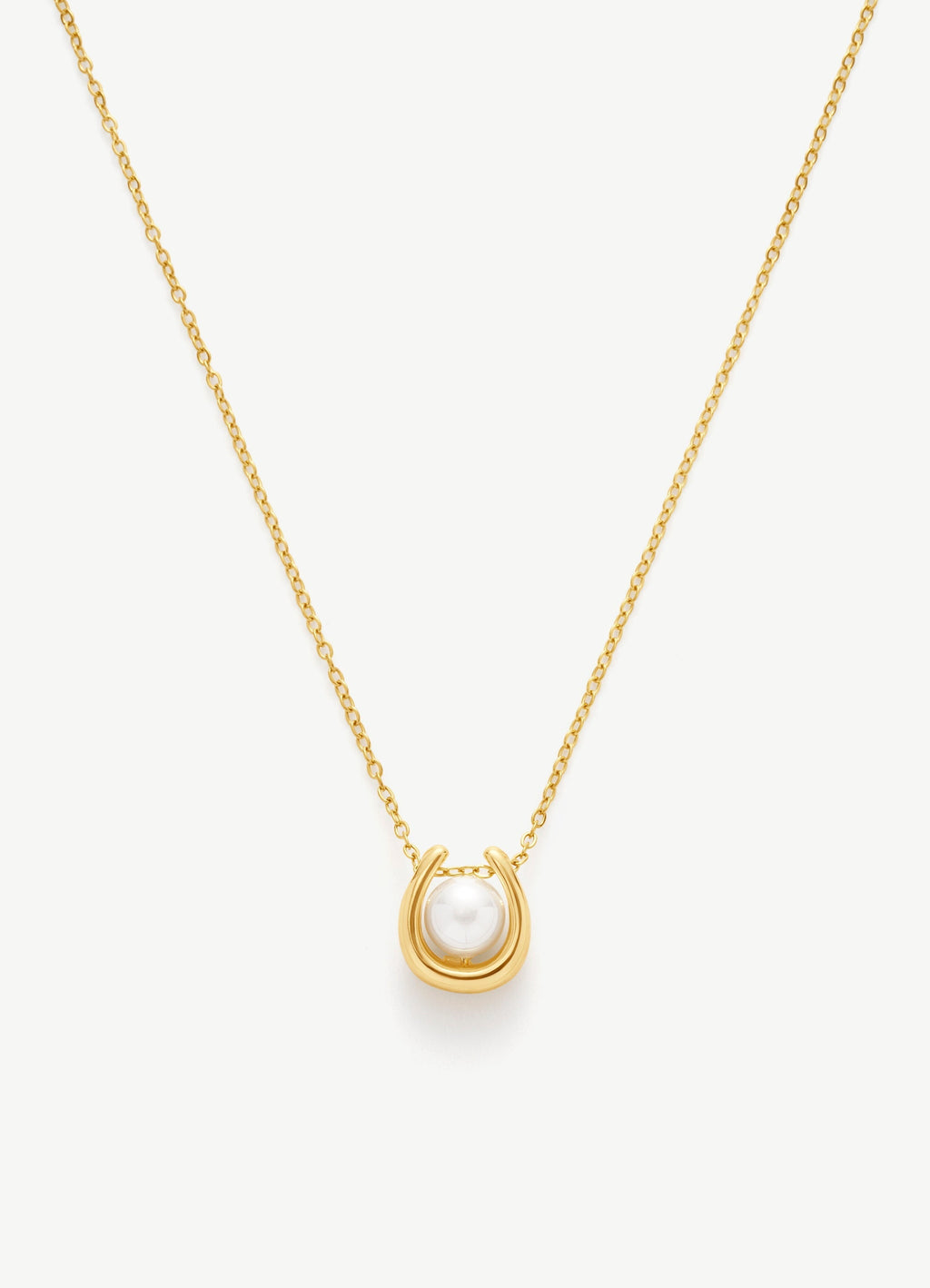 Horseshoe Pearl Pendant Necklace